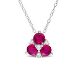 1.45 Carat (ctw) Lab-Created Ruby and White Sapphire Heart Pendant Necklace in Sterling Silver with chain